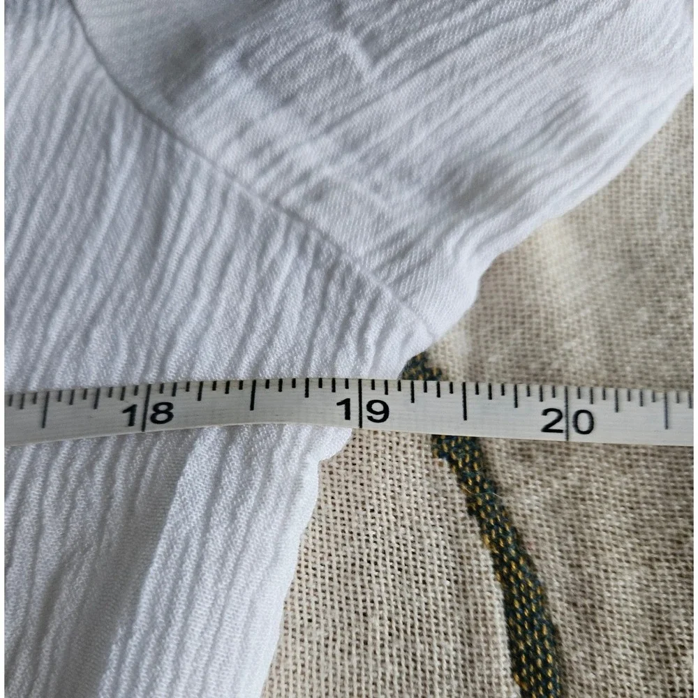 O'Neill White Gauze Mini Dress L Lace Trim Boho Beach Coverup Tassel Coastal - Picture 6 of 7